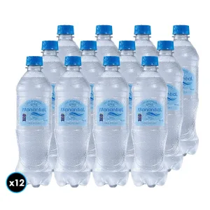 12x Agua Purificada Manantial Con Gas Botella 600cc