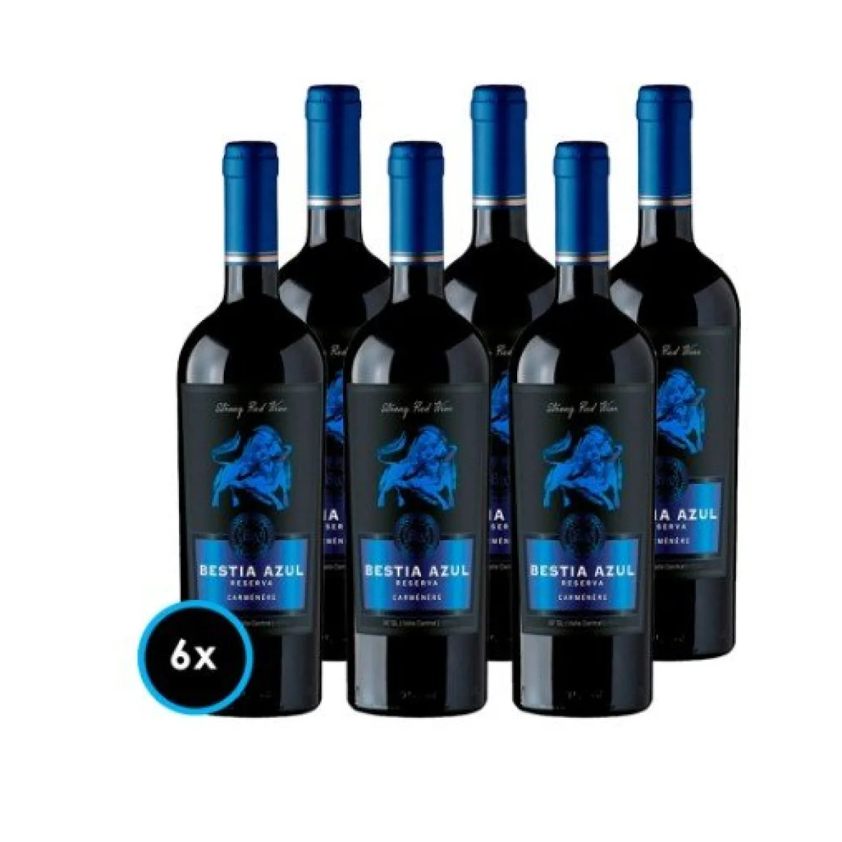 CAJA BESTIA AZUL (Carmenere): 6x Vinos Bestia Azul Carmenere 750cc