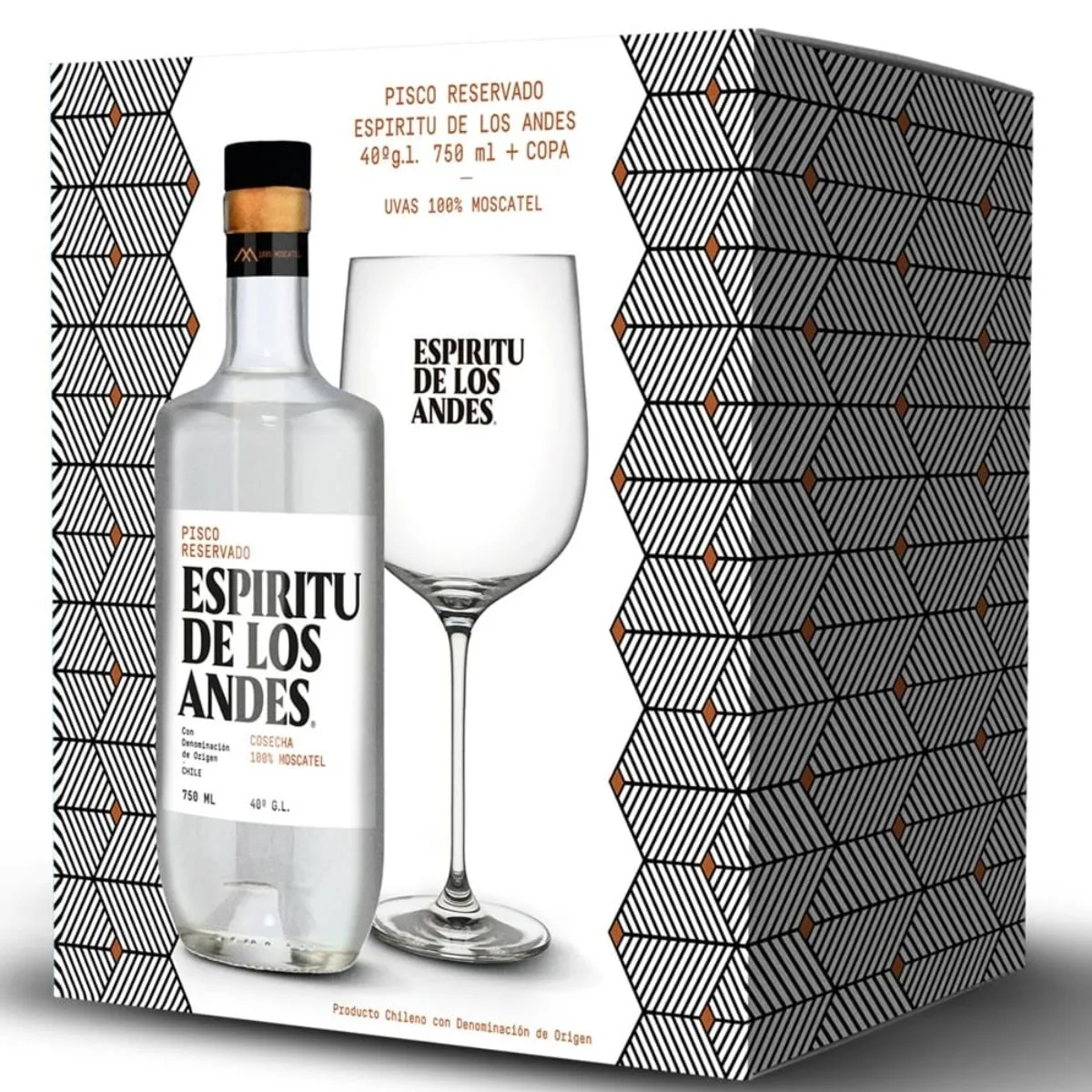 Pack Pisco Espiritu de los Andes 750cc + Copa
