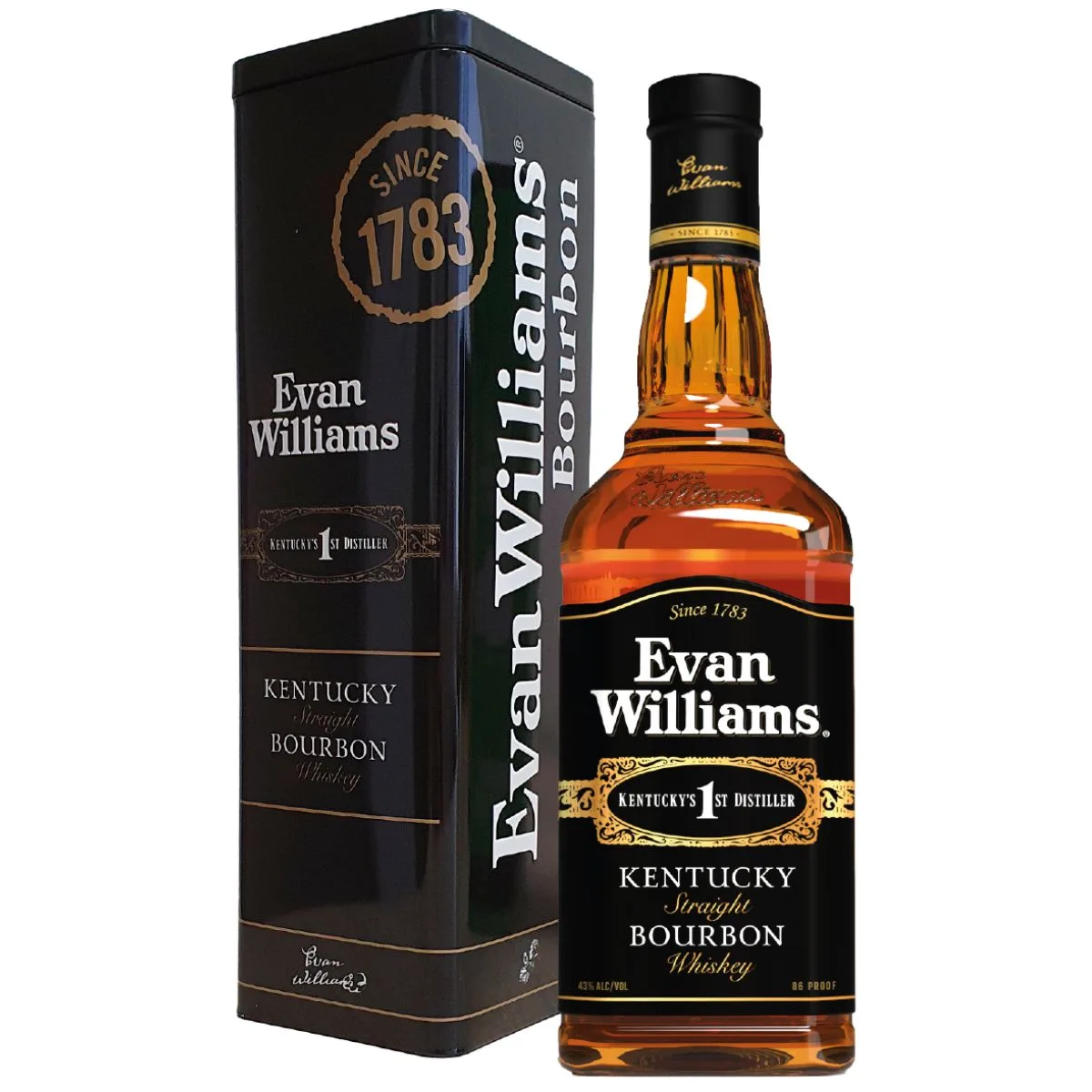 Whiskey Evan Williams Black Tin Box 750cc