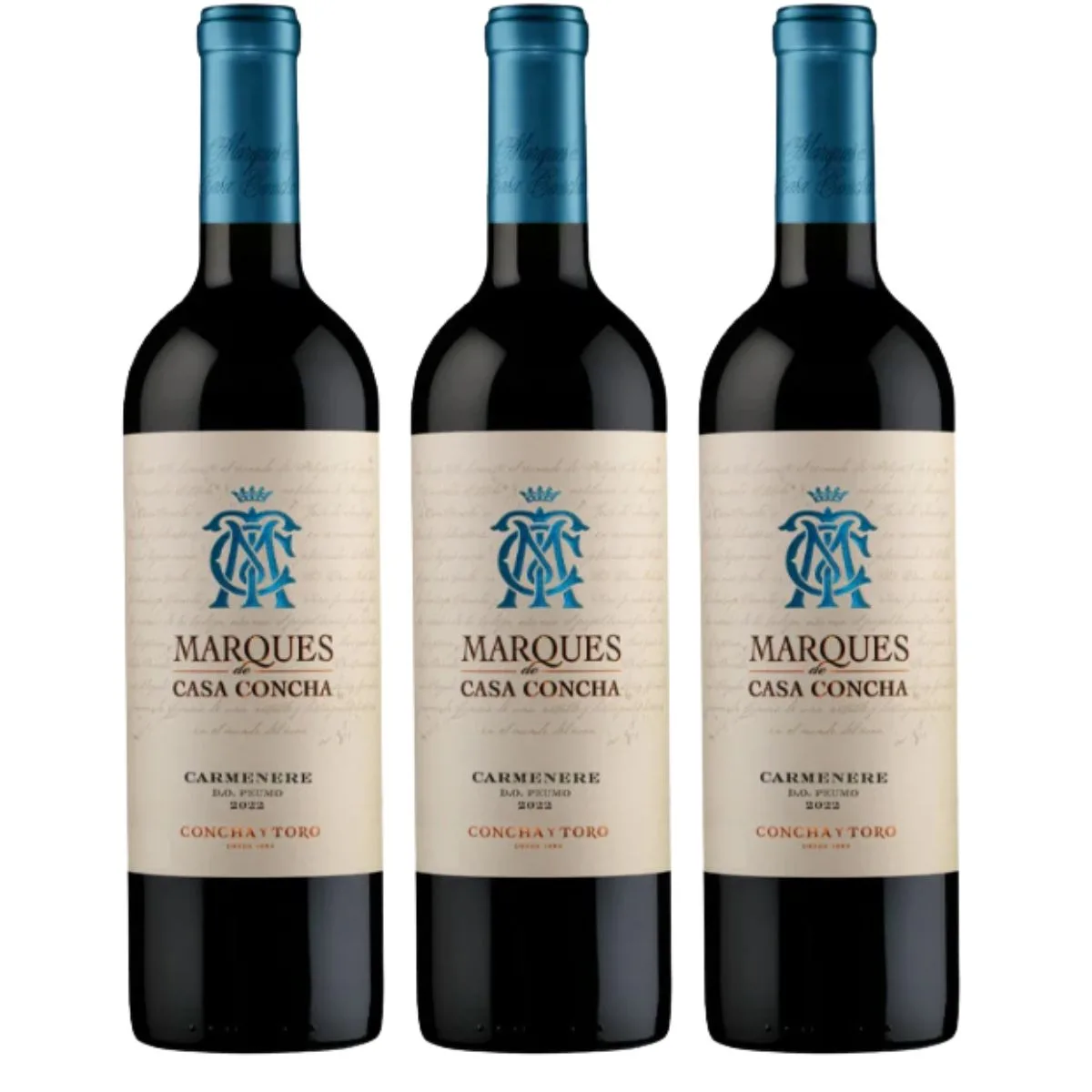 3 Vinos Marques de Casa Concha Carmenere 750 cc Viña Concha y Toro