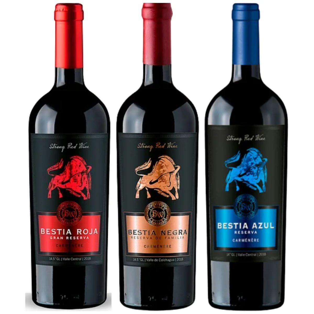 Pack 3 Vinos Bestias Wine Carmenere
