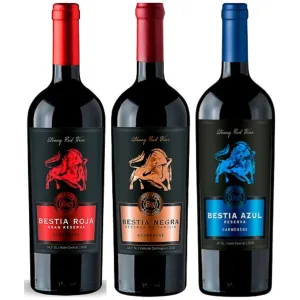 Pack 3 Vinos Bestias Wine Carmenere