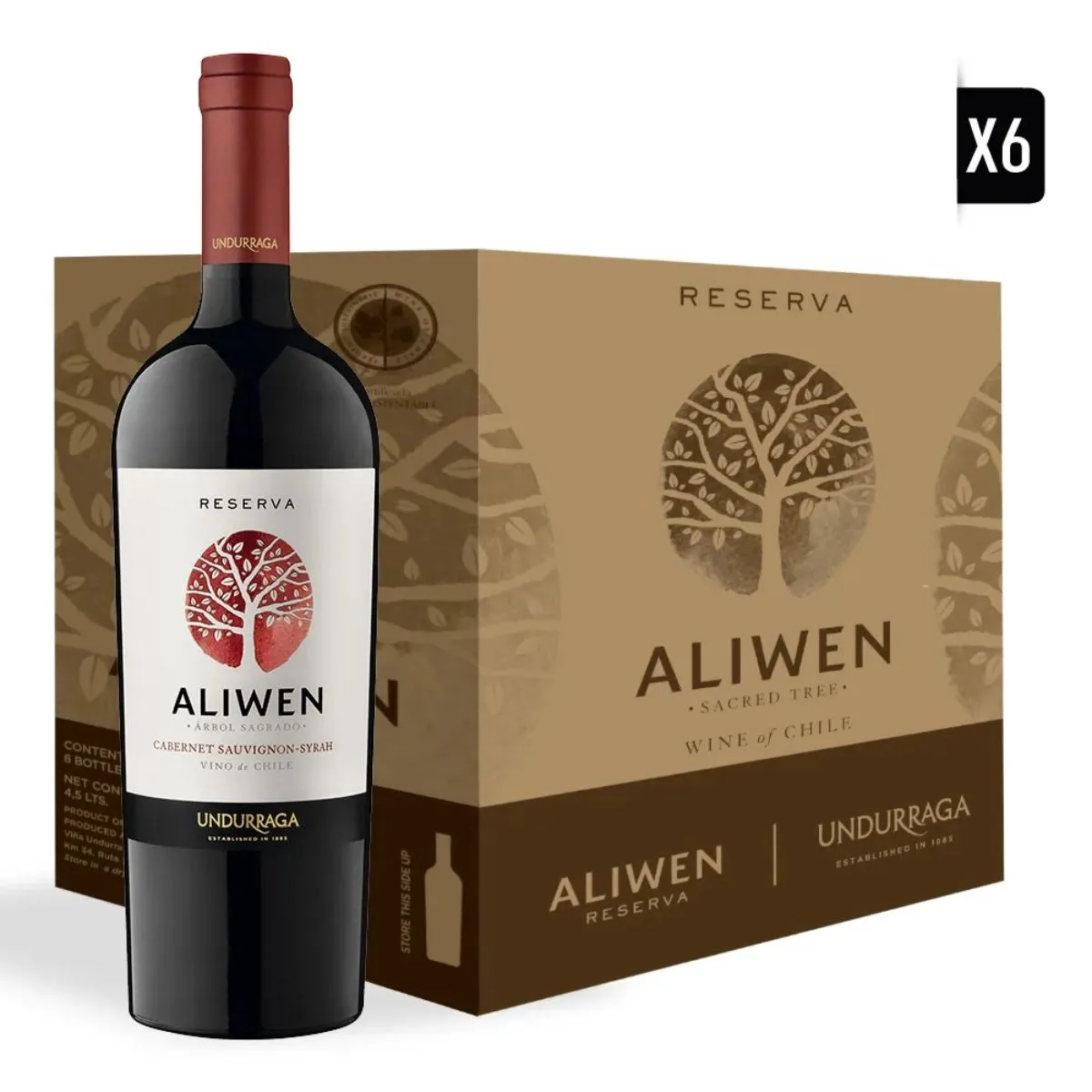6x Vino Aliwen Reserva Cabernet Sauvignon-Syrah 750cc