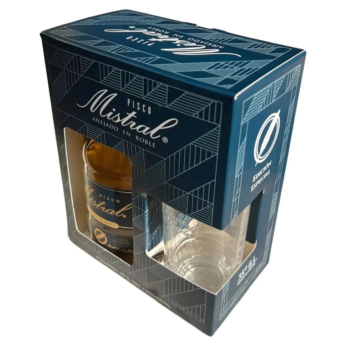 Pack Pisco Mistral Añejado En Roble + Vaso 35° 750cc