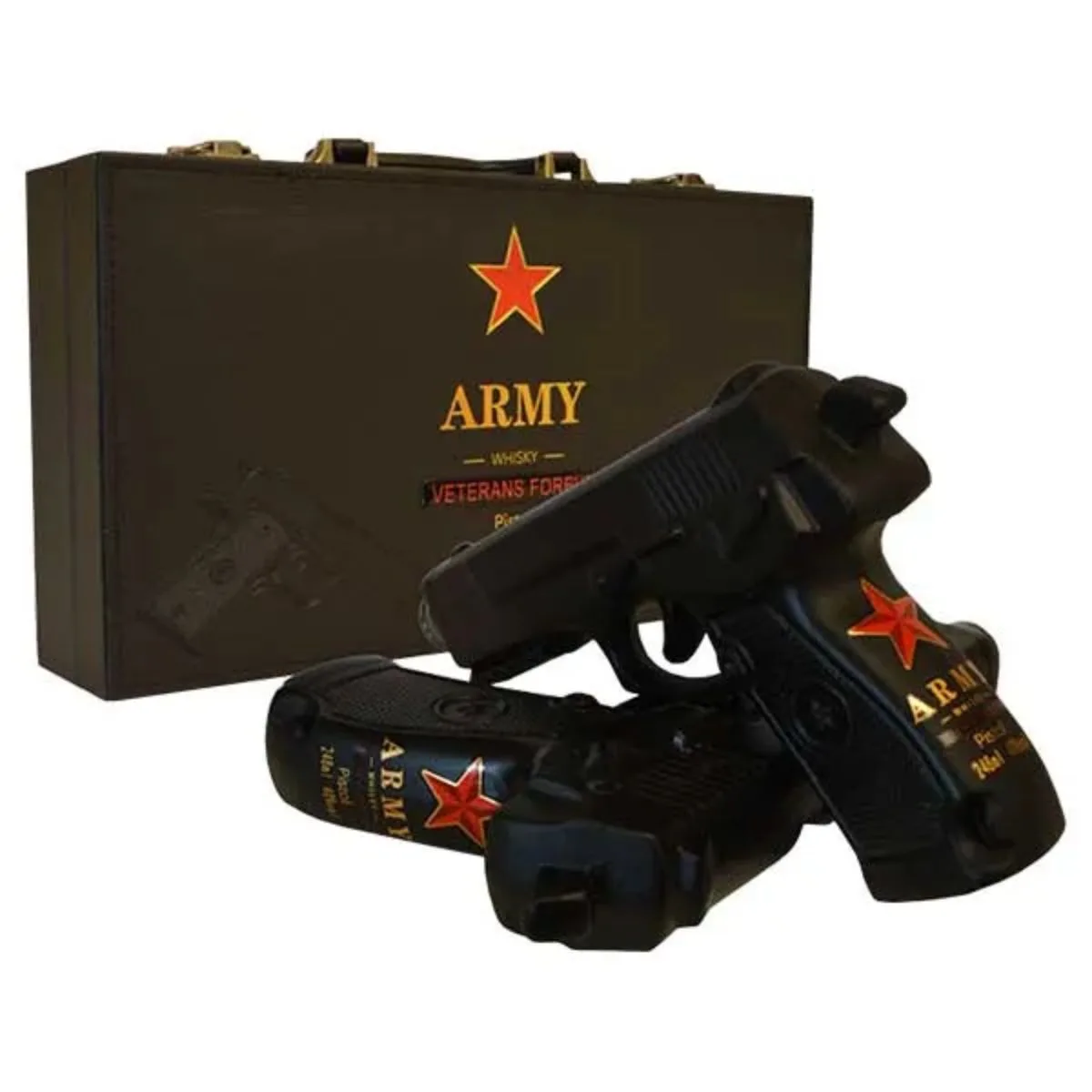 Whisky Army 2 unidades Pistolas 284 ml con Maleta Veteranos de Guerra Army