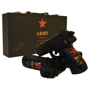 Whisky Army 2 unidades Pistolas 284 ml con Maleta Veteranos de Guerra Army