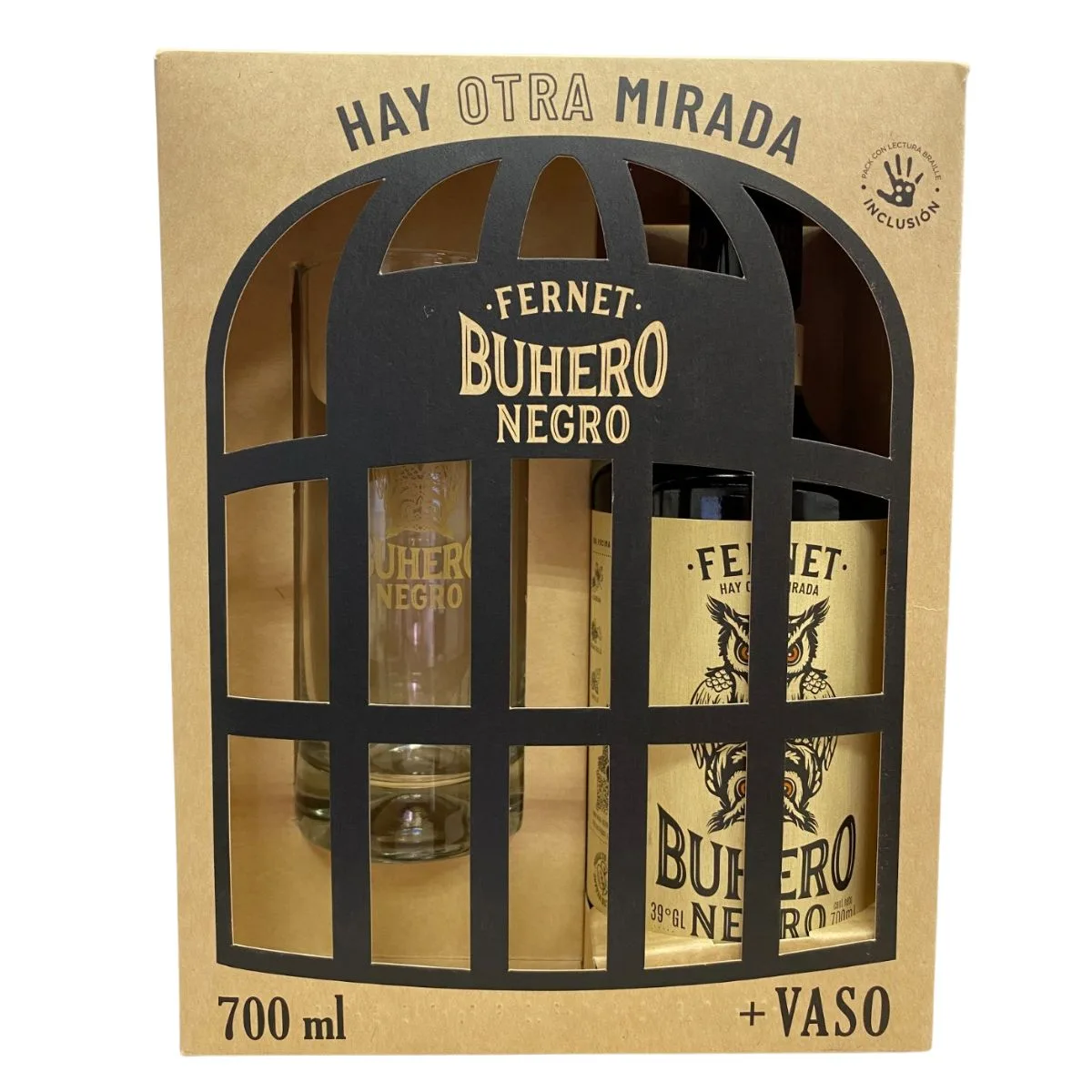 Pack Licor Fernet Buhero Negro 39° 700cc + Vaso de Regalo